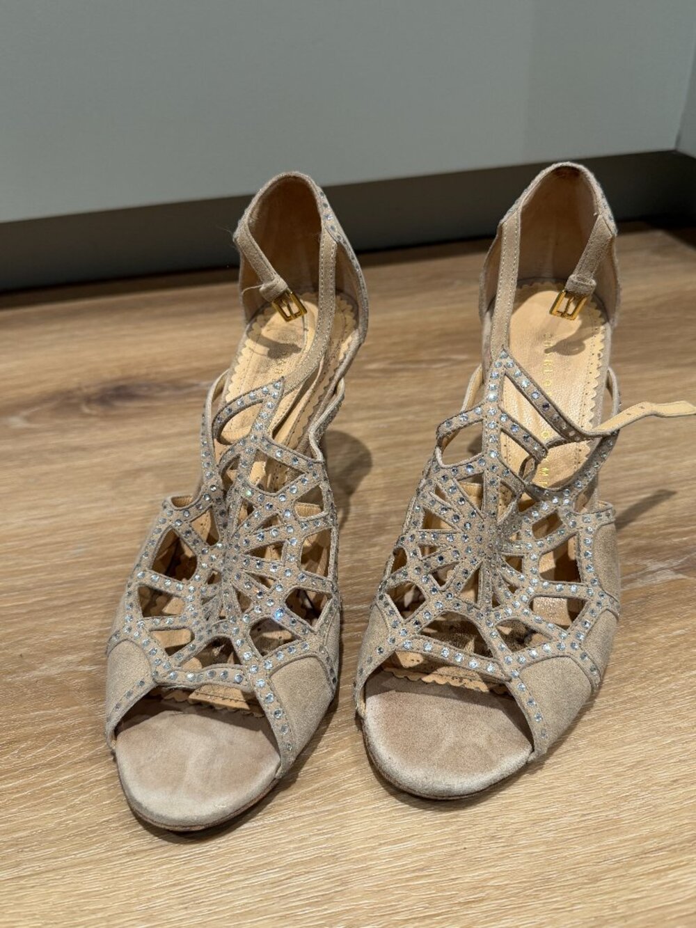 Charlotte Olympia Nude Lotte Heels with Crystals
